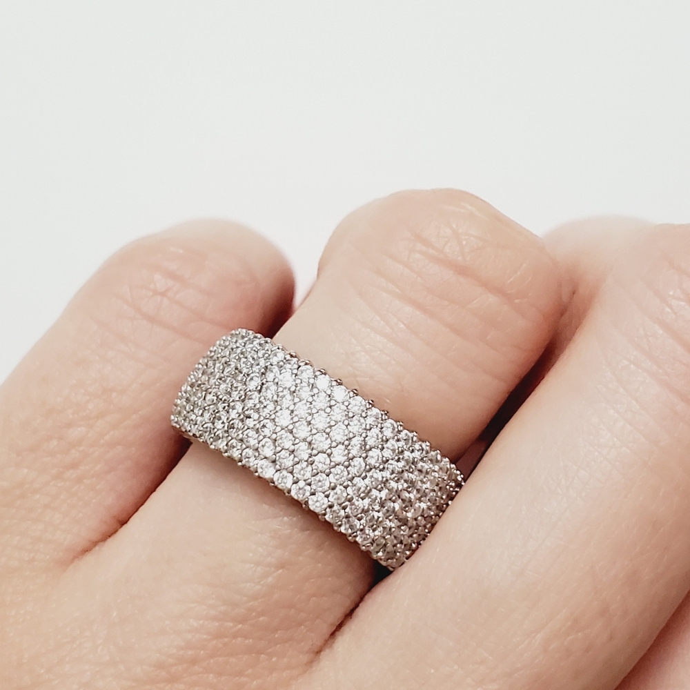 925 Sterling Silver Diamond  Eternity Ring - Picture 4 of 16
